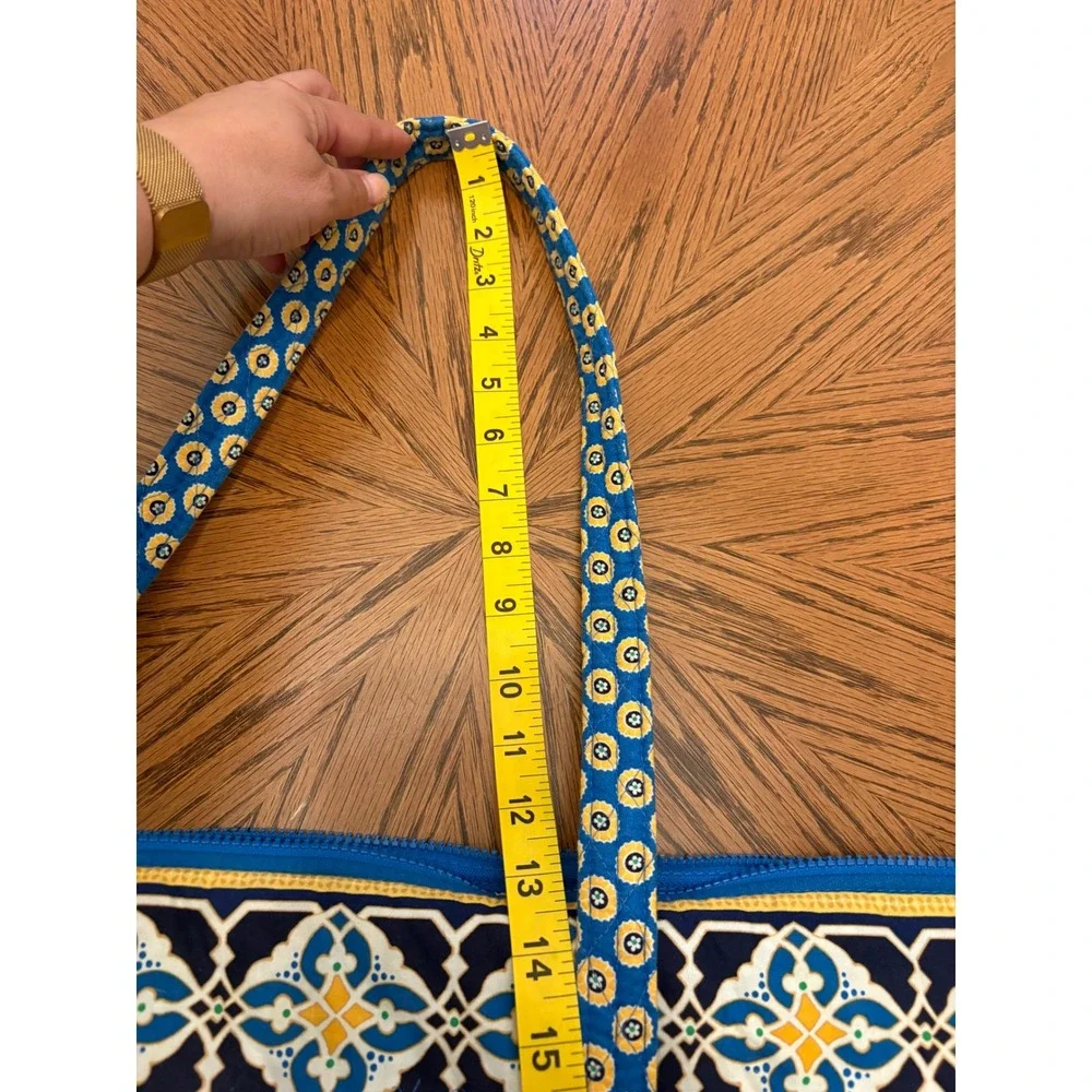 Vera Bradley Marrakesh Quilted Cotton Tote Bag Blue‎ Yellow Floral Zipper Large